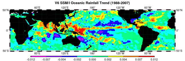 V6 SSM/I Oceanic Rainfall Trend